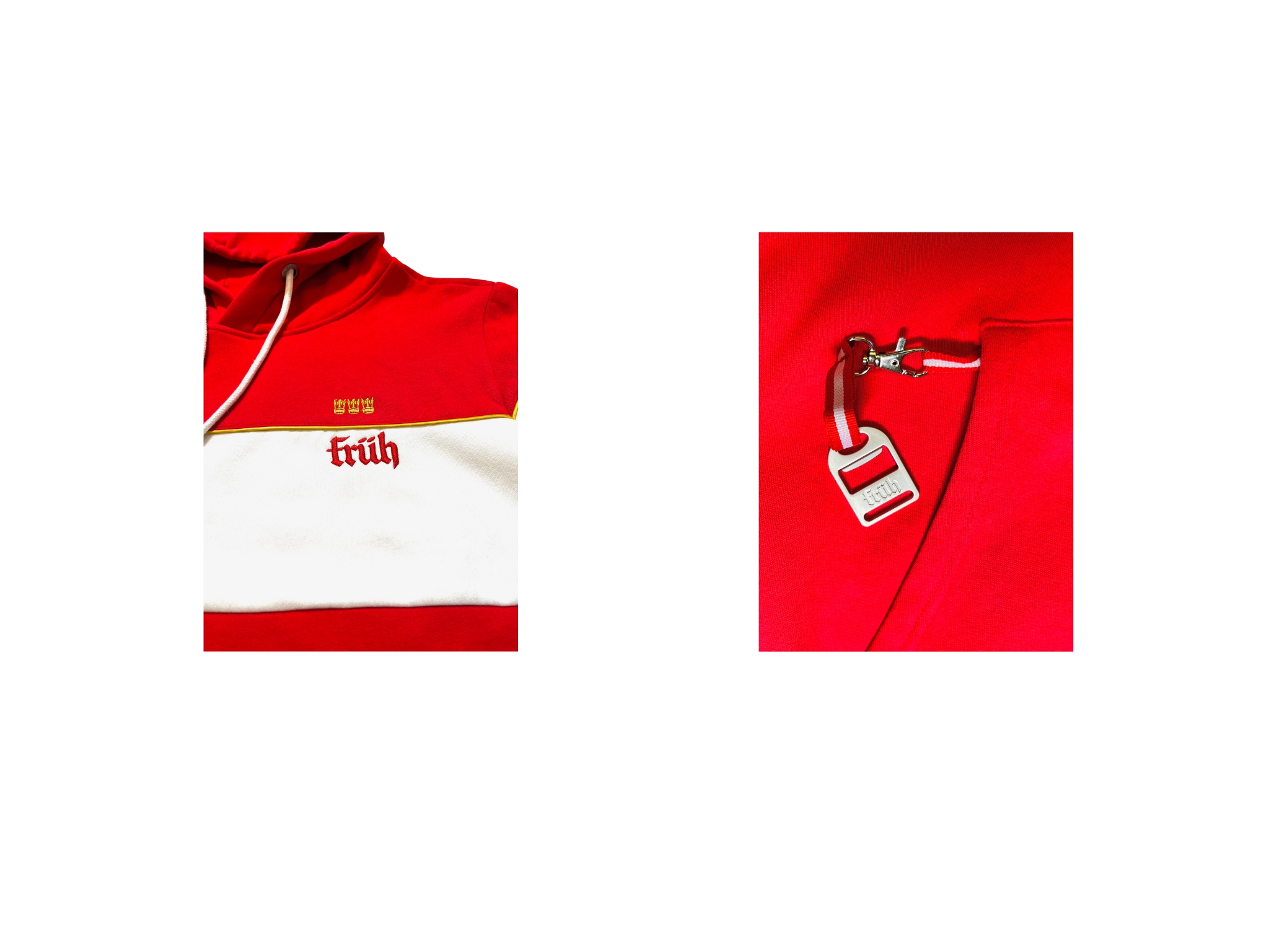 FRÜH Hoodie Rot Weiss XL